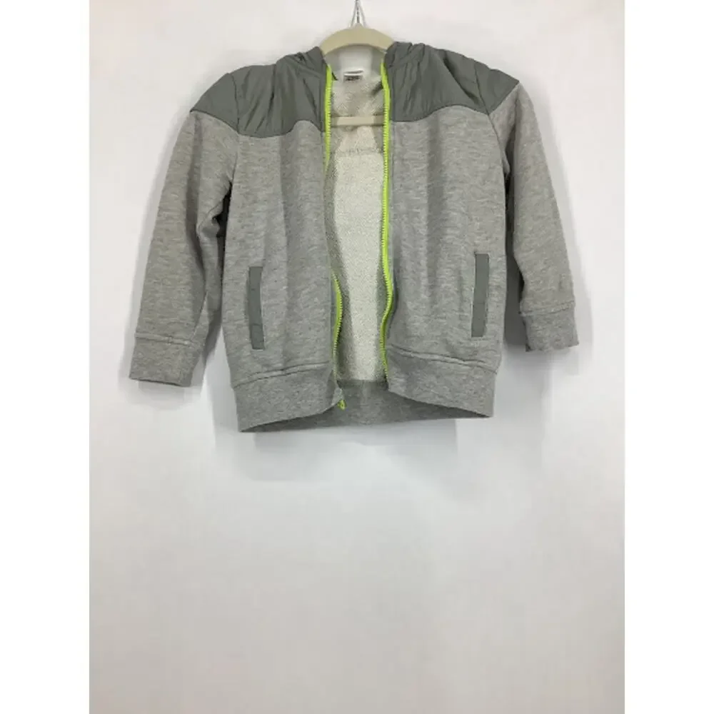 Gymboree Boys Gray Green Full Zip Hooded Sweatshirt Kids Youth Size Small 5-6